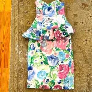 1980s vintage Margie Darnell New Orleans boutique floral peplum Dress